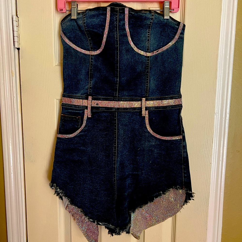 Denim and diamonds romper
